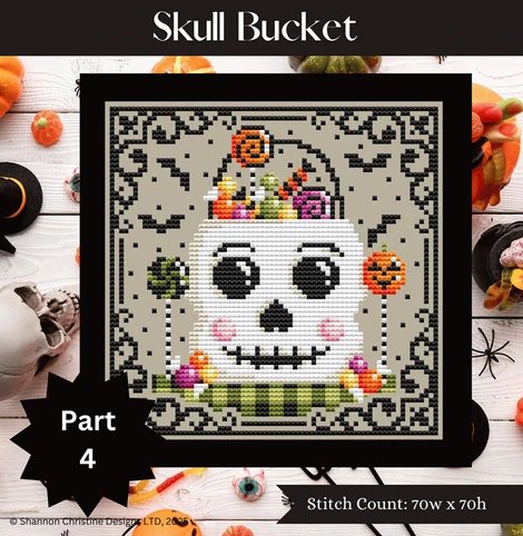 Skull Bucket - Halloween Cross Stitch Pattern