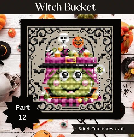 Witch Bucket - Halloween Cross Stitch Pattern