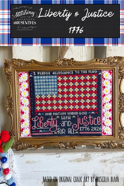 Liberty and Justice 1776 - Patriotic Cross Stitch Pattern