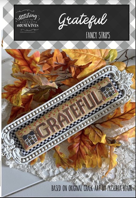 Fancy Strips: Grateful - Thanksgiving Cross Stitch Pattern