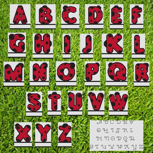 Ladybug Monograms - Cross Stitch Pattern