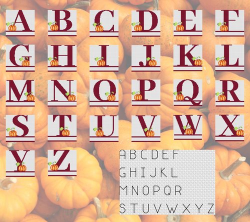 Pumpkin Monograms - Cross Stitch Pattern