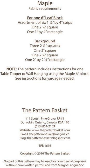 The Pattern Basket Maple - Quilt Pattern - 123Stitch