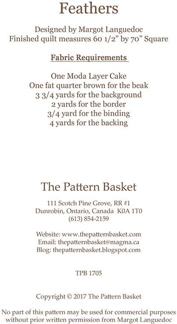 The Pattern Basket Feathers - Quilt Pattern - 123Stitch