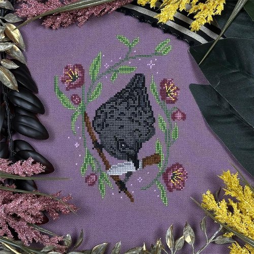 Hellebore and Crow - Halloween Cross Stitch Pattern