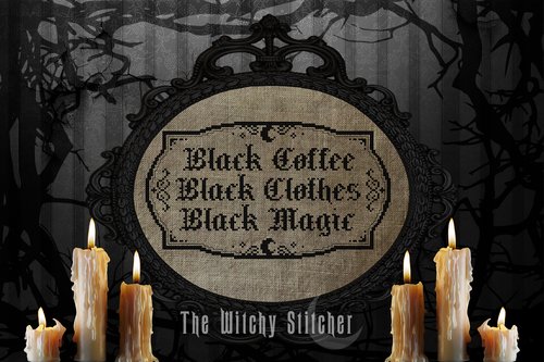 Black Coffee Black Magic - Halloween Cross Stitch Pattern