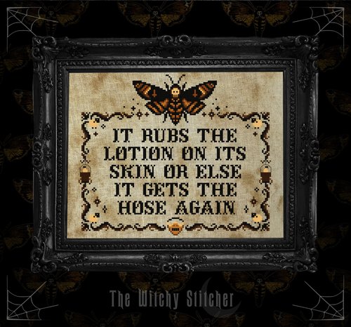 It Rubs The Lotion - Halloween Cross Stitch Pattern