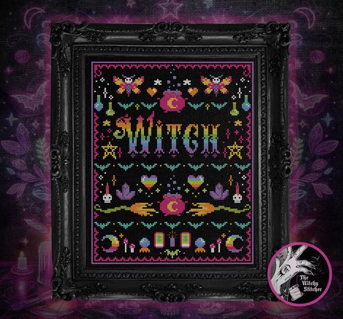 Neon Goth Witch - Cross Stitch Pattern