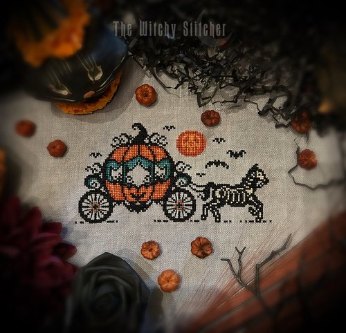 Vintage Pumpkin Carriage - Halloween Cross Stitch Pattern