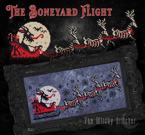 The Boneyard Flight - Halloween Cross Stitch Pattern