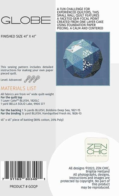 Zen Chic Globe - Quilt Pattern - 123Stitch