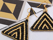 Gold Triangle Earrings Ornament - Seed Bead Embroidery Kit