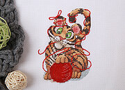 Little Tiger and Yarn Ball - Cross Stitch Kit