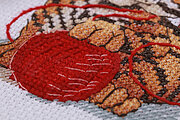 Little Tiger and Yarn Ball - Cross Stitch Kit