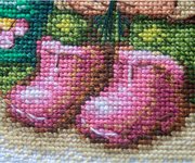 Blossom Gnome - Cross Stitch Kit, different perspective #2. Select this picture to zoom in