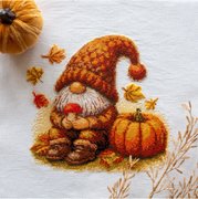 Harvest Gnome - Cross Stitch Kit, different perspective #1. Select this picture to zoom in