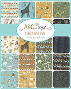 ABC XYZ Aqua - Puzzled Blenders Puzzle - Blue Quilt Fabric