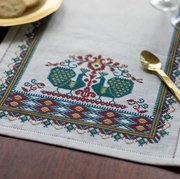 Vlachernai Peacocks - Cross Stitch Kit, different perspective #1. Select this picture to zoom in