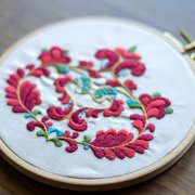 Trondheim Bloom - Embroidery Hoop Kit, different perspective #1. Select this picture to zoom in