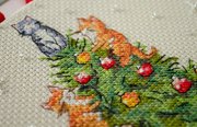 The Naughty Cats - Christmas Cross Stitch Kit, different perspective #1. Select this picture to zoom in
