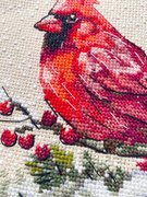 Winter Cardinal - Cross Stitch Kit, different perspective #1. Select this picture to zoom in