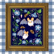 Ghost Bat Sampler - Cross Stitch Pattern, different perspective #1. Select this picture to zoom in