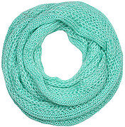 Acrylic Knit Wave Pattern Infinity Scarf - Mint Teal Green