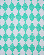 Mint Green Polyester Infinity Scarf With Block Check Pattern