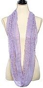 Lavender Polyester Net Solid Color Pompom Infinity Scarf