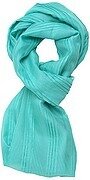 Polyester Chiffon Solid Pleated Infinity Scarf - Blue Green