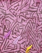 Pink and Purple Abstract Printed Scarf With Tassel