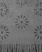 Grey Polyester and Spandex Suede Laser Cut Infinity Scarf
