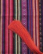 Multi Color Polyester and Cotton Stripe Tassel Scarf
