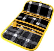 Sewing Storage Bag - Yellow and Navy Tartan, different perspective #1. Select this picture to zoom in