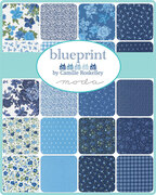 Blueprint Small Flowers White Harbor - Quilt Fabric