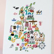 British Isles Adventures Map -  Cross Stitch Kit