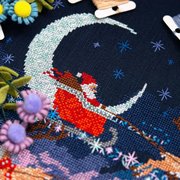 Santa's Moonlit Ride - Christmas Cross Stitch Pattern, different perspective #2. Select this picture to zoom in