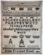 Anne Frances Kirkpatrick 1847 Black Crown - Cross Stitch, different perspective #1. Select this picture to zoom in