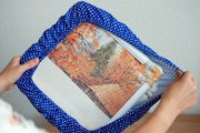 Blue Polka Dot Fabric Grime Guard 11" x 11"