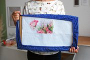 Blue Polka Dot Fabric Grime Guard 11" x 17"