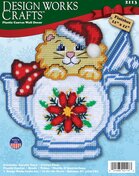 Poinsettia Teapot Cat - Christmas Plastic Canvas Kit