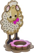 Lamb with Bow - Easter Egg Stand Ornament Wooden Bead Kit, different perspective #1. Select this picture to zoom in