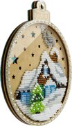 Mountain Cabin - Christmas Ornament Wooden Bead Kit, different perspective #1. Select this picture to zoom in