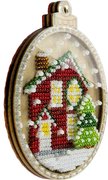 Festive House - Christmas Ornament Wooden Bead Kit, different perspective #1. Select this picture to zoom in