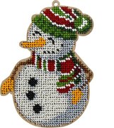 Happy Snowman - Christmas Ornament Wooden Bead Kit, different perspective #1. Select this picture to zoom in