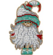 Christmas Gnome - Christmas Ornament Wooden Bead Kit, different perspective #1. Select this picture to zoom in