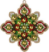 Emerald Tale Snowflake - Christmas Ornament Wooden Bead Kit, different perspective #1. Select this picture to zoom in