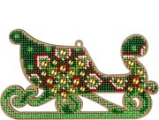 Emerald Tale Sleigh - Christmas Ornament Wooden Bead Kit, different perspective #1. Select this picture to zoom in