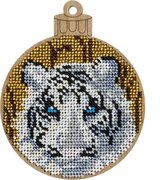 White Tiger - Christmas Ornament Wooden Bead Kit, different perspective #1. Select this picture to zoom in
