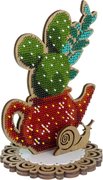 Cactus In A Teapot - Ornament Wooden Bead Kit, different perspective #1. Select this picture to zoom in
